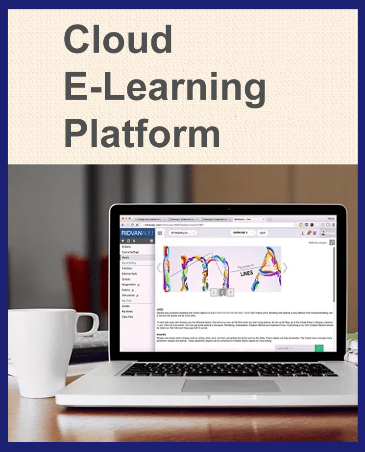 Cloud E learning platform with laptop